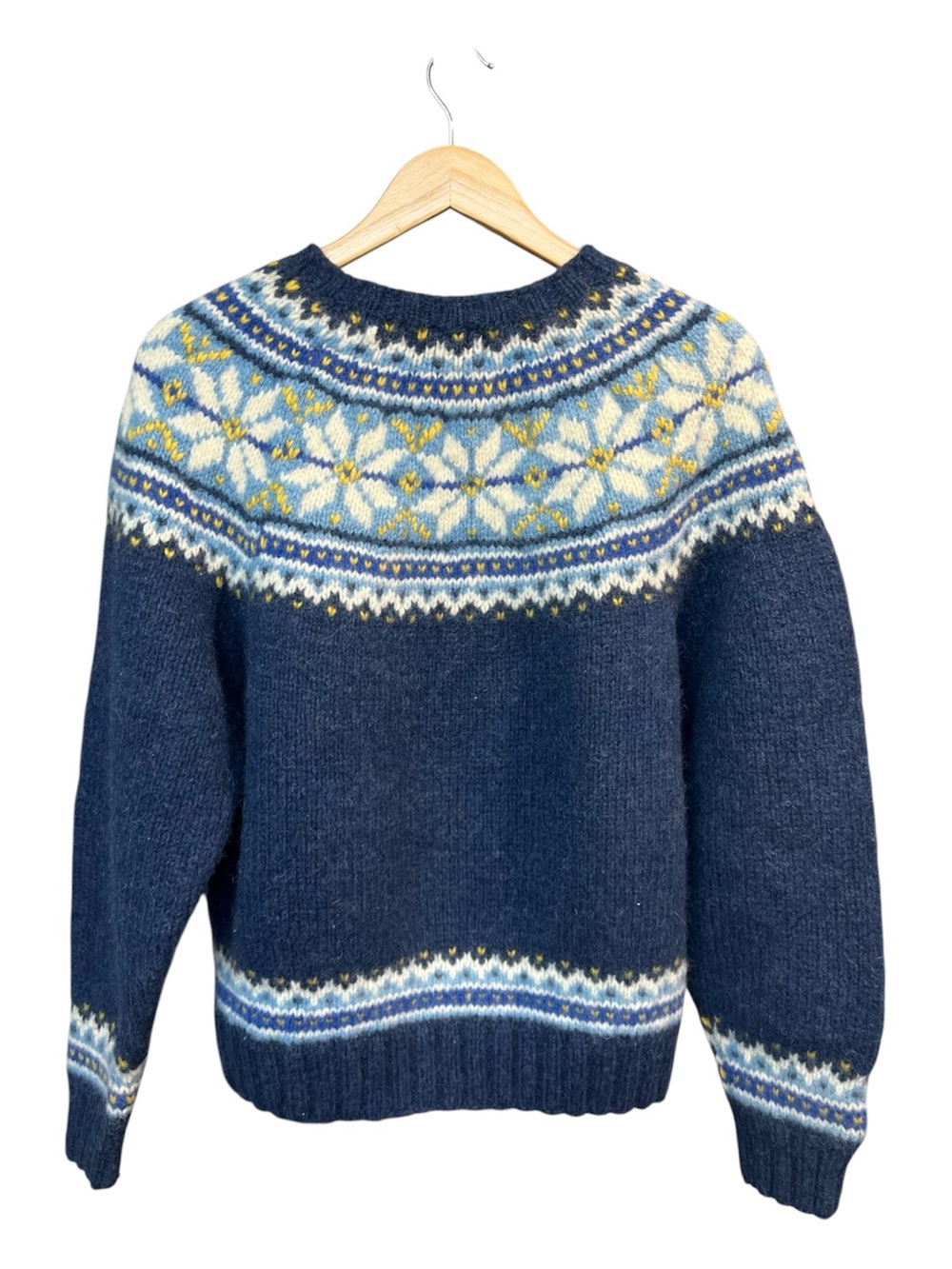 Brooks Brothers Fair Isle Wool Sweater Women Medium Nordic Blue Cozy - Picture 2 of 4